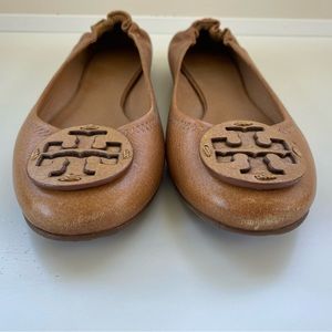 Brown leather Tory Burch flats size 7.5